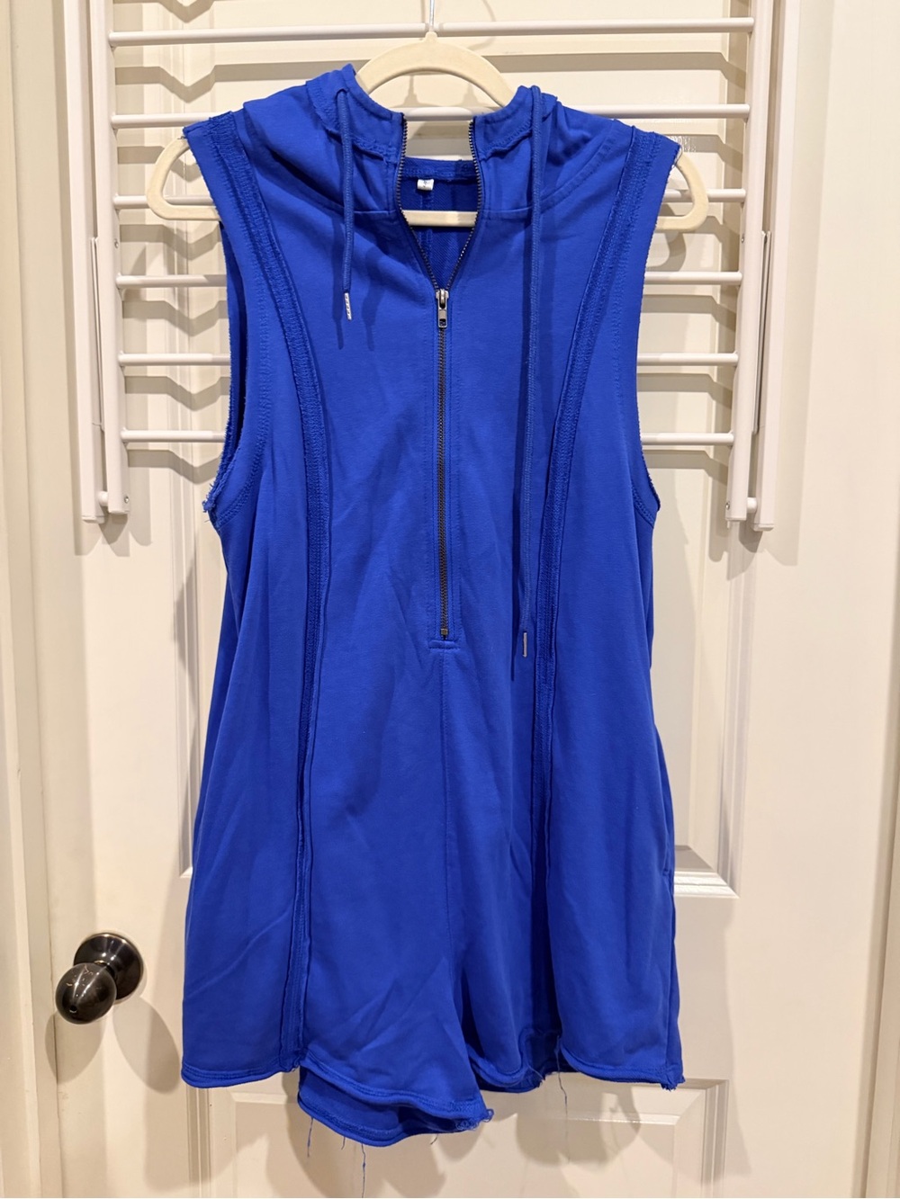 Amazon Women's Sleeveless Hooded Zip Romper - Royal Blue